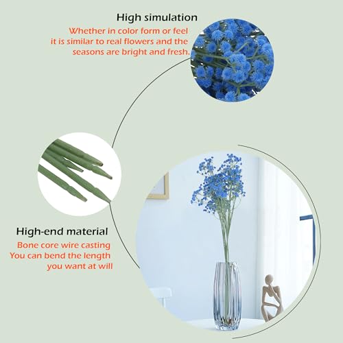 Image of HOMEVERSE 05 Pcs Baby Breath /Gypsophila Artificial Fake Silk Plants Wedding Party Decoration Real Touch Flowers DIY Home Garden(Light Blue-05)