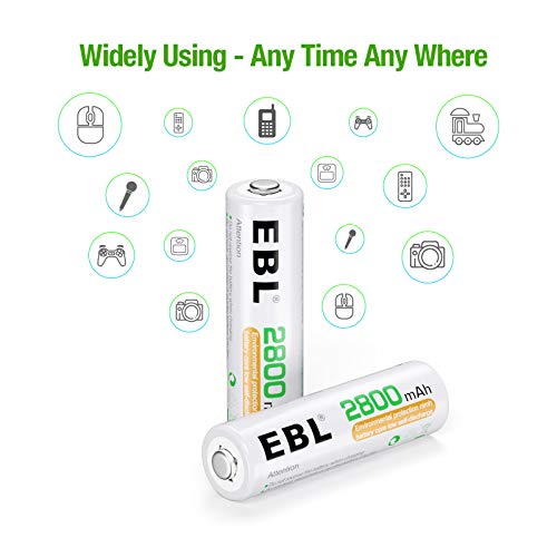 Ebl Aa 2800Mah High Performance Ni-Mh Rechargeable Batteries, 4 Pack #TOP5