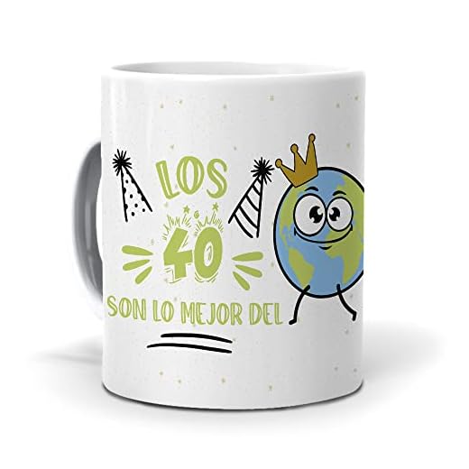 Regalo Divertido y Personalizado. Taza Los 40 Son lo Mejor del Mundo. Cerámica AAA - 350 ml.