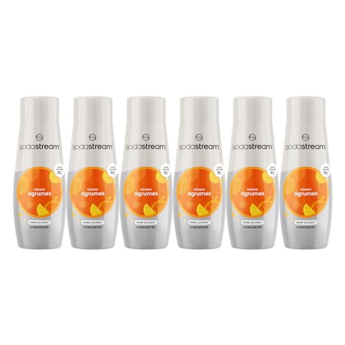 Concentrés SODASTREAM - Lot de 6 concentrés Agrumes sans sucres - Jusqu'a 54L de boissons - 440 ml