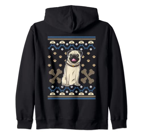 Pug Ugly Christmas Lindo traje navideño para perro mascota Sudadera con Capucha