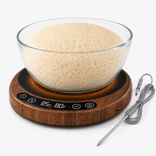 Risecret Pro 2026 Larger Sourdough Starter And Dough Warmer– Upgraded with Real-Time Dough Probe, Dual-Temp Display, 70-110°F Precision Control, 24H Timer Game Changer For Home Bakers White Wood