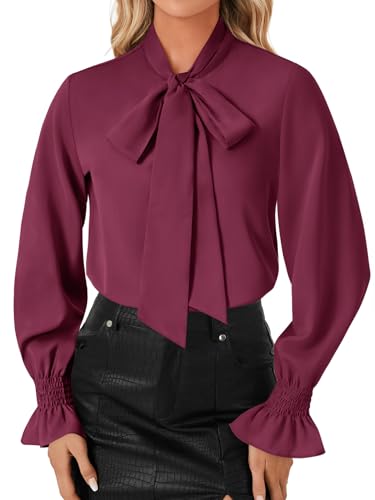 Image of LYANER Women's Bow Tie Neck Business Work Blouse