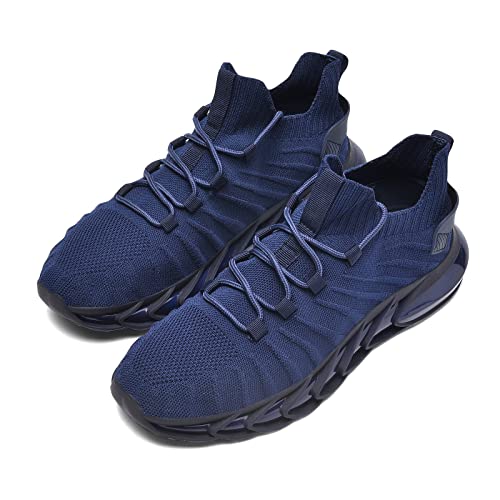 Belos Men's Air Cushion Slip On Walking Shoes Breathable Mesh Athletic Running Shoes Casual Sport Gym Fashion Sneakers(Navy,12) #TOP2