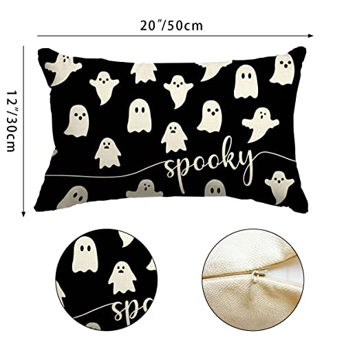 JXZYGMD Halloween Pillow Cover 12x20 Set of 2 Ghost Pillow Covers Outdoor Halloween Decorations for Home Decor