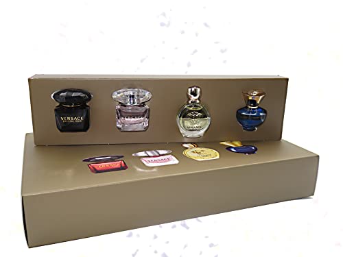 Versace Gifts & Sets Womens Mini Set (Crystal Noir/Bright Crystal/ Eros Pour Femme Edt, Pour Femme Dylan Blue Edp) #TOP1