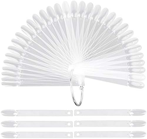 200 Pcs Nail Swatch Sticks Oval Nail Polish Sample Swatches with Ring Clear
