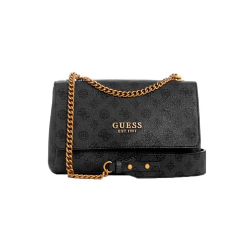 GUESS Fynna Convertible Crossbody Flap Bag Charcoal Logo, Charcoal 