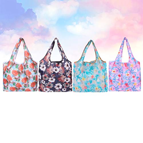 Cabilock 4 peças sacos de compras reutilizáveis dobráveis grandes bolsas de supermercado à prova d'