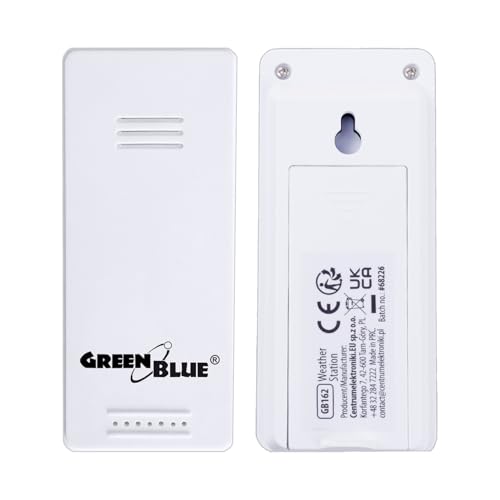 GreenBlue GB162 Funk-Wetterstation mit Außensensor IP44 | Innen- und Außentemperatur | Min/Max Speicher | Großes LCD-Display | Reichweite 60m
