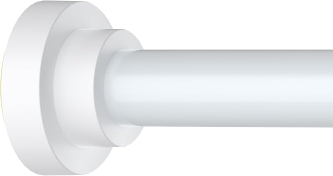 Thestoa Shower Curtain Rod Adjustable 43-66 inch, 1"Diameter Spring Tension Curtain Rod No Drill, Anti-Rust Non-Slip Shower Rod, White Shower Curtain Rod for Bathroom Tension