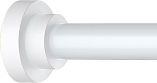 Shower Curtain Rod Adjustable 43-66 inch, 1"Diameter Spring Tension Curtain Rod No Drill, Anti-Rust Non-Slip Shower Rod, White Shower Curtain Rod for Bathroom Tension