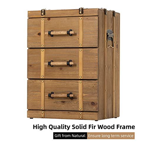 Cozayh Vintage Mid Century Nightstand With 3-Drawer, Distressed Solid Wood End Table Side Table For Living Room, Bedroom, Fully Assembled, Retro Brown Z03004 1-Pack #TOP3