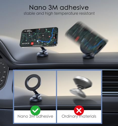 JUHOO Phone Holder for Car Magnetic Rotatable and Retractable, Fits iPhone 15, 14, 13, 12, Pro, Mini, MagSafe Case — view 3
