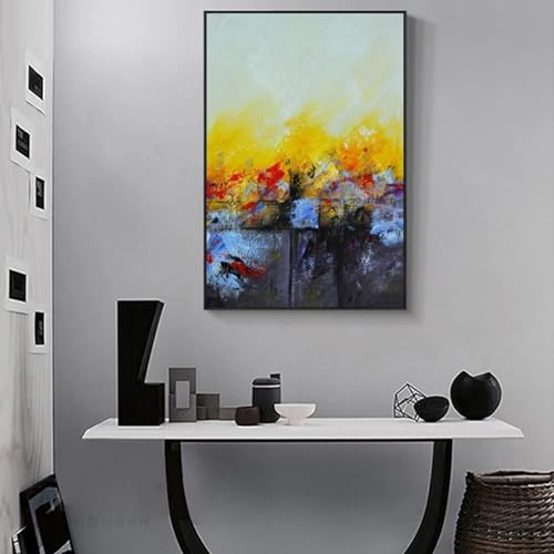 Affiches et impressions photos d'art mural abstrait jaune rouge toile 50x70 cm