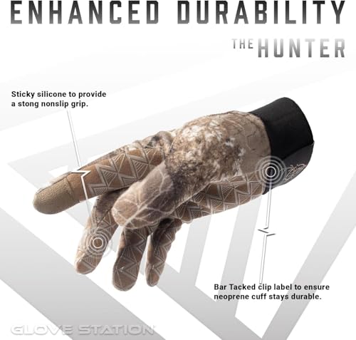 Glove Station Hunting Gloves & Safety Glasses Bundle – Hunting Gift for Men – Real Tree Pattern Camo Gloves (Large) + Anti-Fog Scratch-Resistant Shooting Glasses for Archery, Airsoft & Outdoor Use
