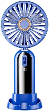 Handheld Portable Fans, 5 Speeds USB Rechargeable 5000mAh Battery Operated Digital Display Travel Fan with Base,Adjustable 90°Foldable Outdoor Fan for Desk Office Women Men