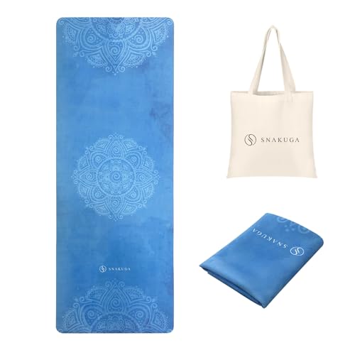 SNAKUGA Travel Yoga Mat, Non Slip Exercise Suede Mat Carry