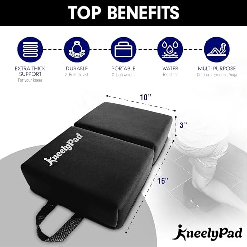 KneelyPad by Kneely | Kneeling Pad for Gardening, Exercise, Cleaning, & Mechanic Work | Extra Thick Memory Foam Knee Cushion for Gardening & More with Washable Cover | Foldable Knee Pad with Handle - Thumbnail 2