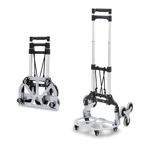 Eulenke Aluminium Sackkarre, Sackkarre Klappbar bis 75KG Tragkraft, Transportkarre klappbar mit Dreifach höhenverstellbarer Griff, Ideal für den Transport