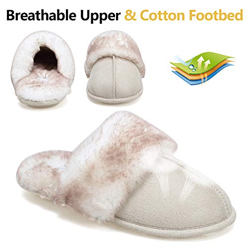 Cior Women’s Memory Foam Slippers Faux Fur Lining Slip-On Clog Scuff House Shoes Indoor & Outdoor-U118Wmt010-Begie-F-42.43 #TOP1