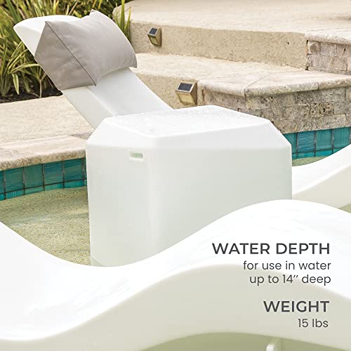 Aqua Outdoors In-Pool Side Table Large For 10-14 In. Of Water (White Granite) #TOP4