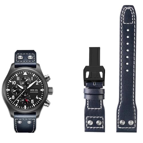 Bracelet montre CZKE cuir 22mm pour IWC Flamethrower au quotidien