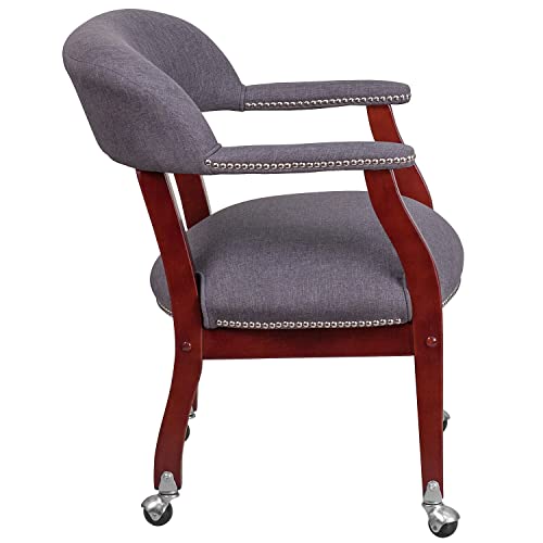 Flash Furniture Gray Fabric Luxurious Conference Chair With Accent Nail Trim And Casters 31.5 X 24 X 27 #TOP5