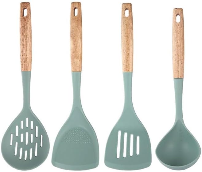 Wooden Handle Silicone Kitchenware Set Non Stick Pan Special Spatula Cooking Spoon Kitchen Tools