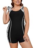SHEKINI Maillot de Bain Femme 1 Pieces Grande Taille Gainant Ventre Plat Maillots Une Pièce Swimwear Push Up Swimsuit Sport Amincissant Natation Shorty XL-5XL