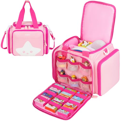 ZIOZERTT Carrying Case Compatible with Little Tikes Story Dream Machine and Headphones,Portable Storage Bag for Story Books and Audio Play Characters with Shoulder Strap,Gift for Kids,Pink,Case Only