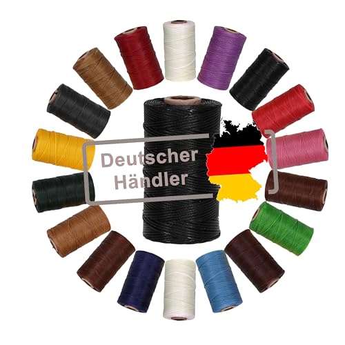 Langlauf Schuhbedarf Ledergarn gewachst 1mm x 0,3mm I Sattlergarn - gewachster Faden aus Polyester stabil & haltbar I Wachsgarn Forellenfaden Outdoor Nähgarn in Profiqualität (schwarz)