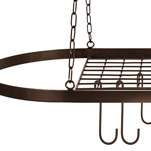 Sorbus® Pot And Pan Rack For Ceiling With Hooks — Decorative Oval Mounted Storage Rack — Multi-Purpose Organizer For Home, Restaurant, Kitchen Cookware, Utensils, Books, Household (Hanging Bronze) #TOP7