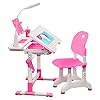 Gorilla Gadgets Kids Table and Chair Set Height Adjustable Childrens Study Desk for Baby Bedroom Game Rooms Night Light Included DSK Kids PNK