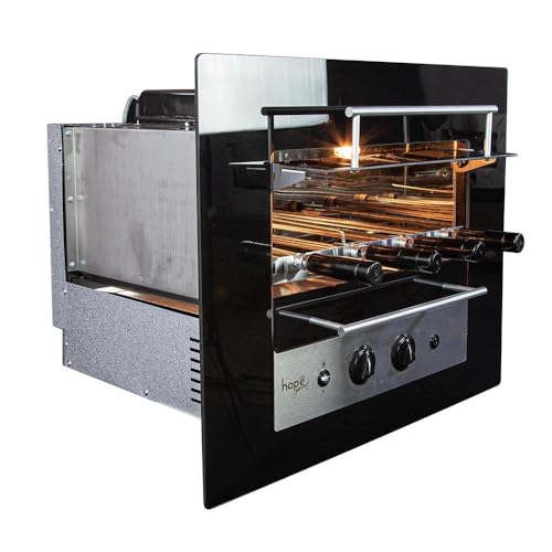 Churrasqueira de Embutir a Gás 4 Espetos Rotativos Glass Premium Bivolt - Hope Gourmet - 5011 a Gás GLP