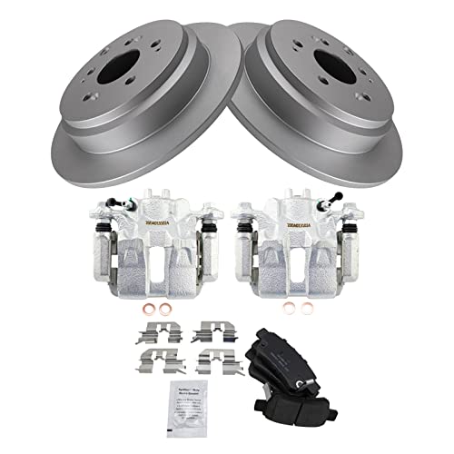 Image of TRQ Rear Brake Pad and Rotor Set Ceramic G Coated Solid Rotors Calipers