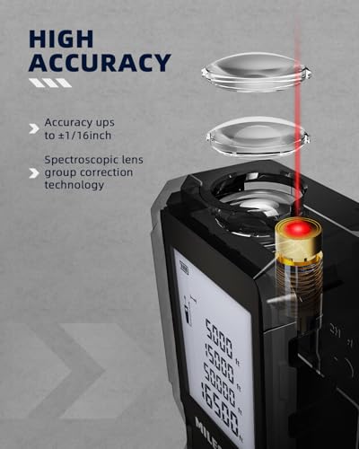Image of 100m Digital Laser Distance Meter MiLESEEY with Electronic Angle Sensor, ±2mm Accuracy, Auto Level & Height Measurement, Area /Volume /Pythagoras Modes, Backlit LCD, IP54, Battery Included