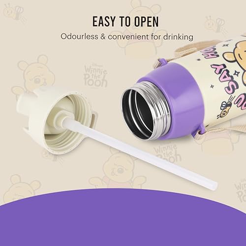 Image of CELLO Kidzbee Era 600 Insulated Kids Water Bottle 520 ml, Off White | 3D Touch & Feel Hunny Bears Design One Hand Grip Lightweight Leakproof Easy Sip Flip Cap Insulated Water Bottle for School Kids