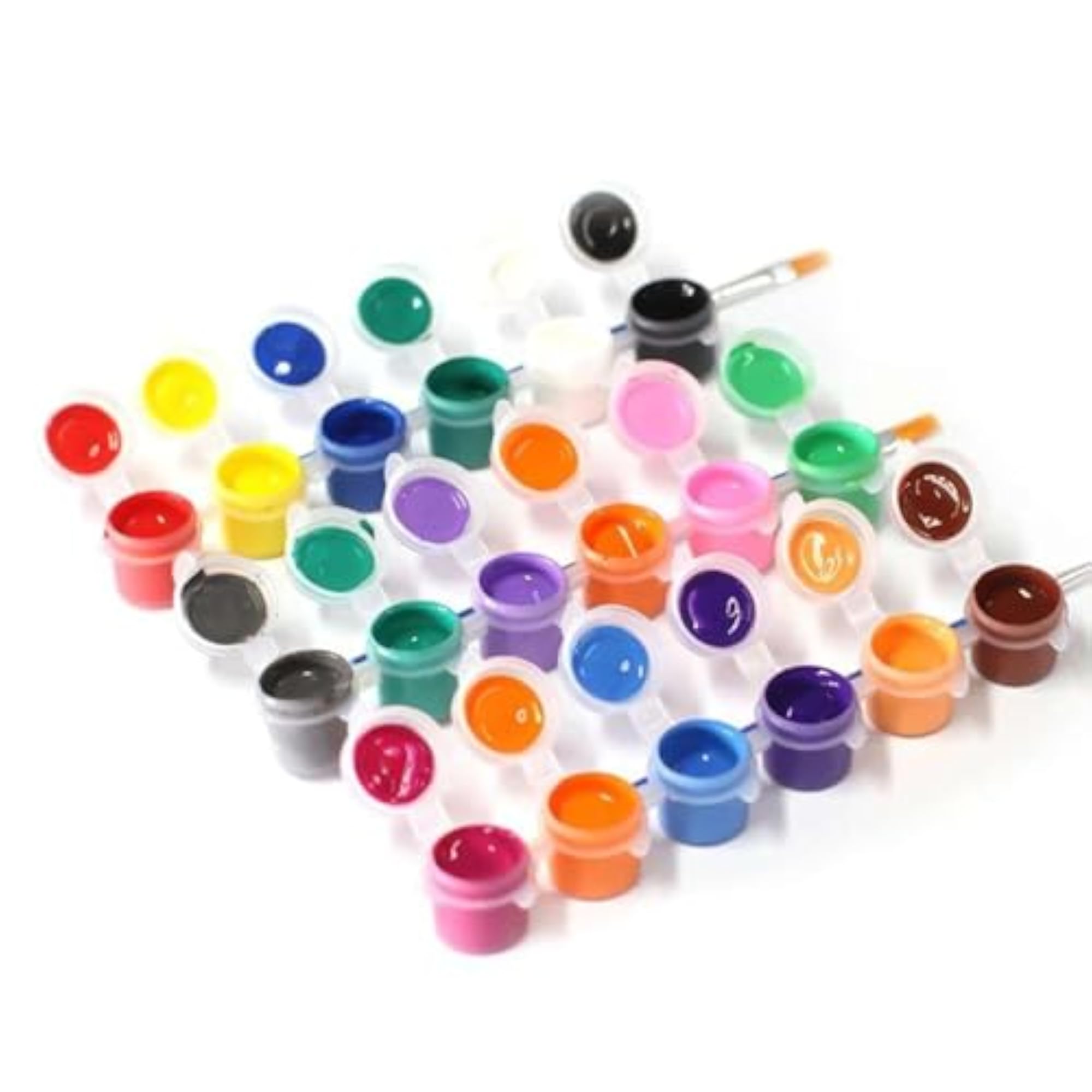 30 Pack Refillable Mini Paint Pots with Lids, Clear Plastic