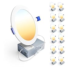 Ensenior 12 Pack 6 Inch LED Recessed Ceiling Light, Dimmable, 2700K-5000K 5CCT, 1200LM 12W 120V, High Brightness Canless Wa…