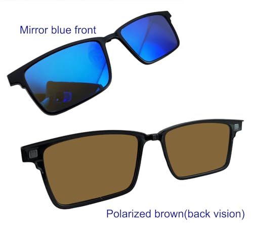 Circleperson magnet Eyeglasses 2 in 1 Polarized Clip on Sunglasses for Men Women Rectangle2