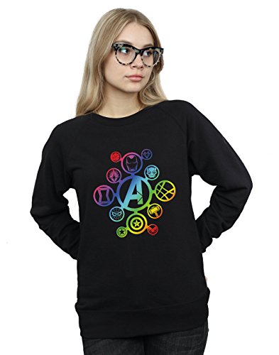 Marvel Women's Avengers Infinity War Rainbow Icons Sweatshirt Black Medium