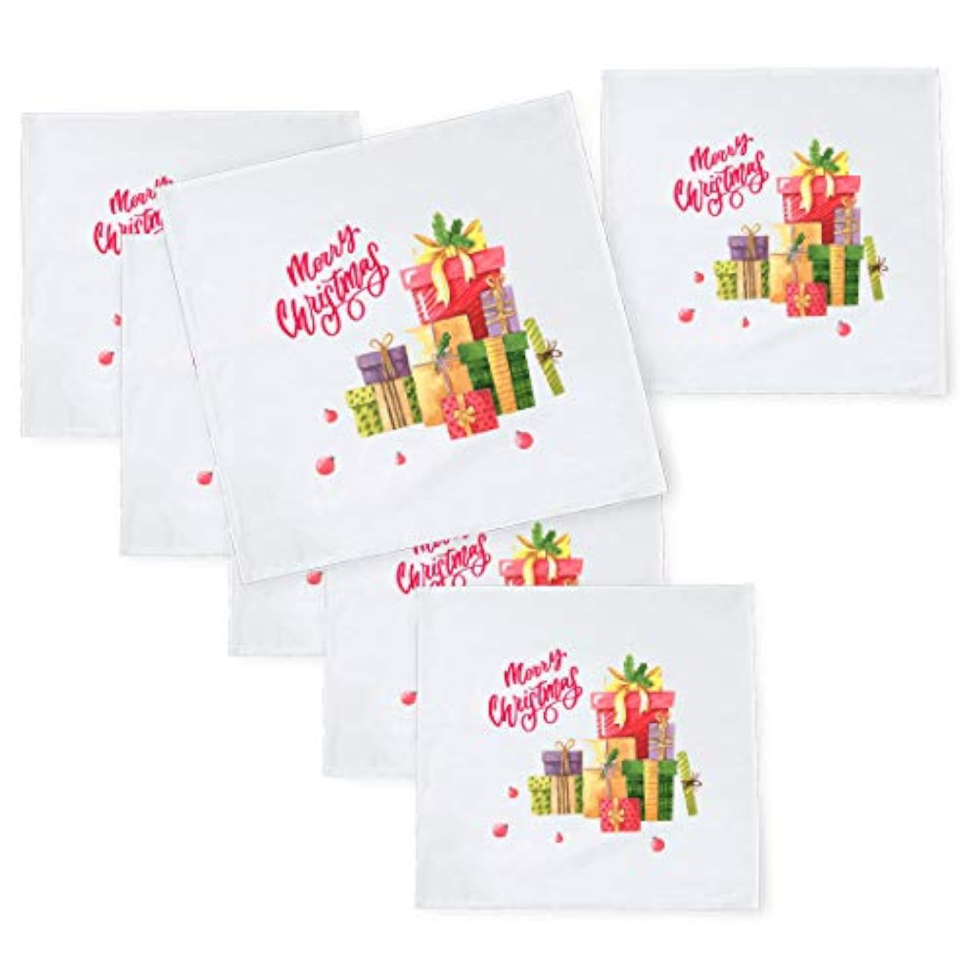 6 Pcs Christmas Theme Tafta Silk Table Napkins Set