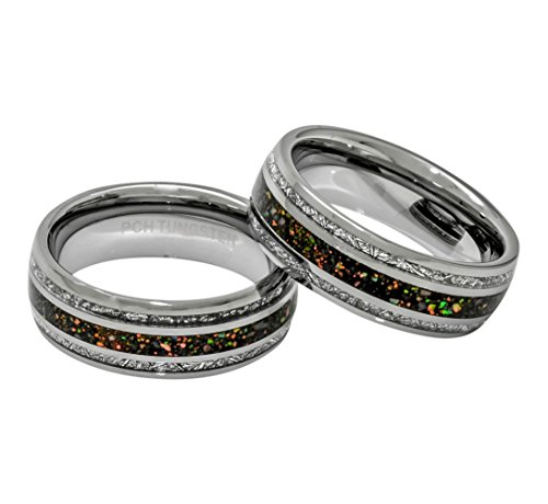 Pch Jewelers 8Mm Tungsten Ring Created-Opal Imitated Meteorite Wedding Band 7-13 (7) #TOP1