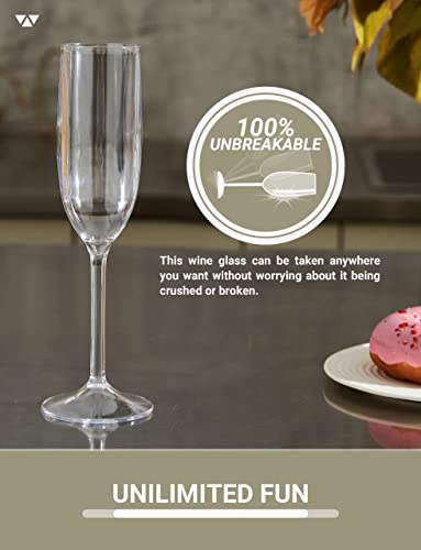 Michley Tritan Champagne Flutes Glassware 6 Oz, Set Of 4 Unbreakable Plastic Wine Glasses, Crystal Clear, Dishwasher-Safe #TOP5