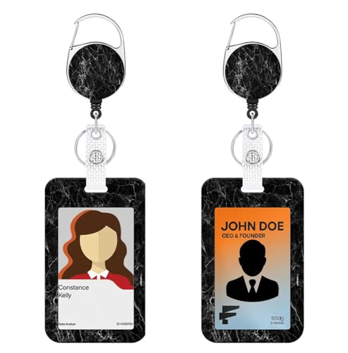 RINGSUN Retractable ID Card Holder, 2-Pack ID Badge Holder Heavy Duty, Card Holder for Office Workers Student Teacher Nurse Doctor Coach Bus Pass, Black