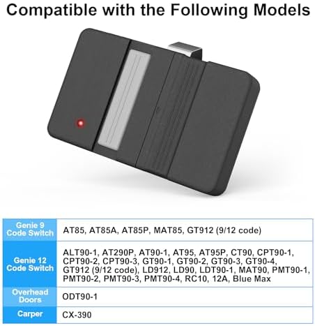 GT90-1 Garage Door Opener for Genie 390MHZ Overhead 9/12 Dip Switch, 1 Pack — 사진 4