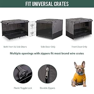 Privacy Dog Crate Cover 42 Inch, Durable 600D Canvas Water Resistant Windproof Pet Kennel Cover for Universal Wire Crate with Double Doors, (43”Lx29”Wx31”H, Gray/Black) Privacy Dog Crate Cover 42 Inch, Durable 600D Canvas Water Resistant Windproof Pet Kennel Cover for Universal Wire Crate with Double Doors, (43”Lx29”Wx31”H, Gray/Black)