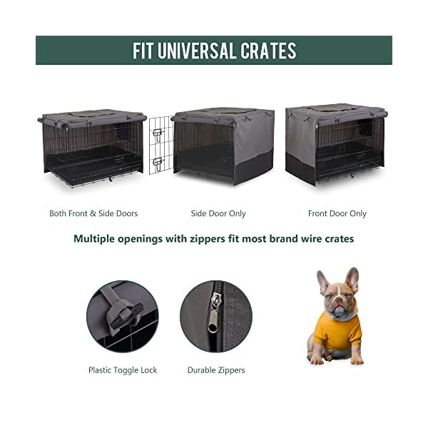 Rachmi Privacy Dog Crate Cover 42 Inch, Durable 600D Canvas Water Resistant Windproof Pet Kennel Cover for Universal Wire Crate with Double Doors, (43”Lx29”Wx31”H, Gray/Black) Rachmi Privacy Dog Crate Cover 42 Inch, Durable 600D Canvas Water Resistant Windproof Pet Kennel Cover for Universal Wire Crate with Double Doors, (43”Lx29”Wx31”H, Gray/Black)
