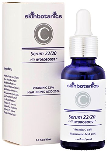 Skinbotanics Vitamin C Serum-Dermatologist Formulated for Sensitive Skin with 22% Vitamin C and 20% HA-Safe and Effective Medical Grade Serum for Face and Eye Treatment, 1oz